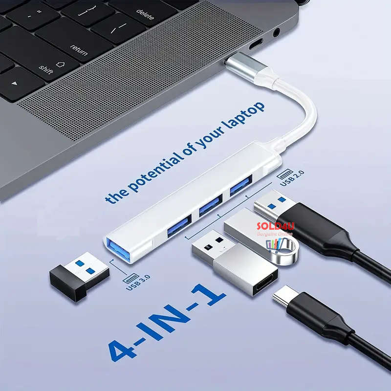 4-in-1 USB C Hub - Type-C to 4 USB Ports Docking Station USB Data Hub Portable