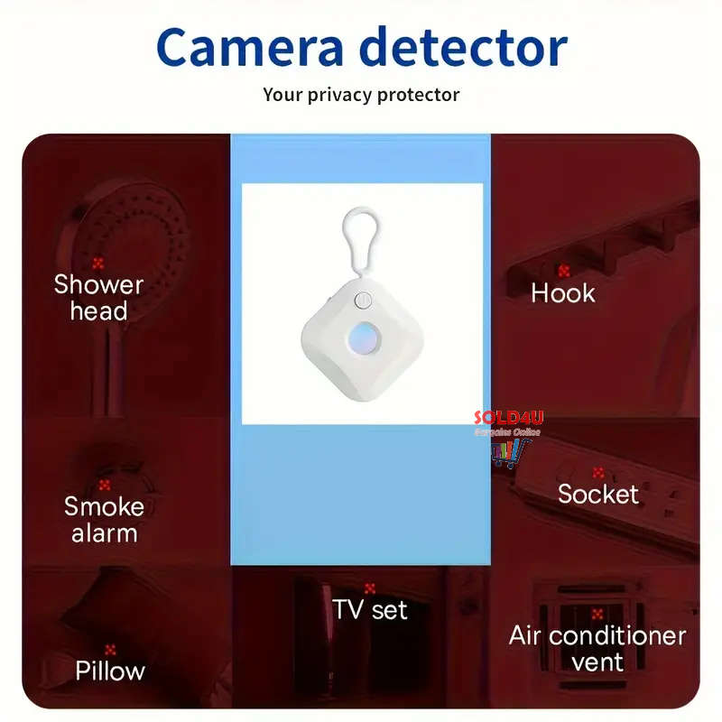 Spy camera detector Portable Travel Infrared Anti-monitoring Device (Black or White)