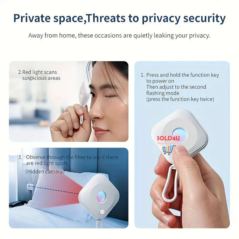 Spy camera detector Portable Travel Infrared Anti-monitoring Device (Black or White)