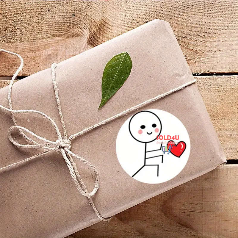 500pcs per roll Heartin Cute Cartoon Match Man Heart Stickers For DIY Scrapbooking 1 inch diameter