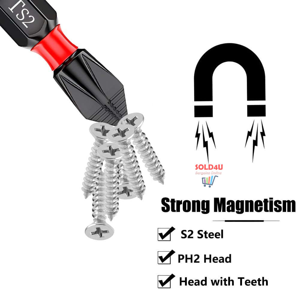20pcs Tungsten Steel 1-inch PH2 Anti Slip Phillips Bit #2 Insert Bits Magnetic Phillips Screwdriver