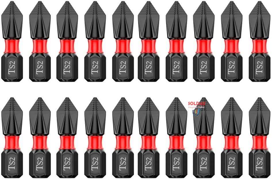 20pcs Tungsten Steel 1-inch PH2 Anti Slip Phillips Bit #2 Insert Bits Magnetic Phillips Screwdriver