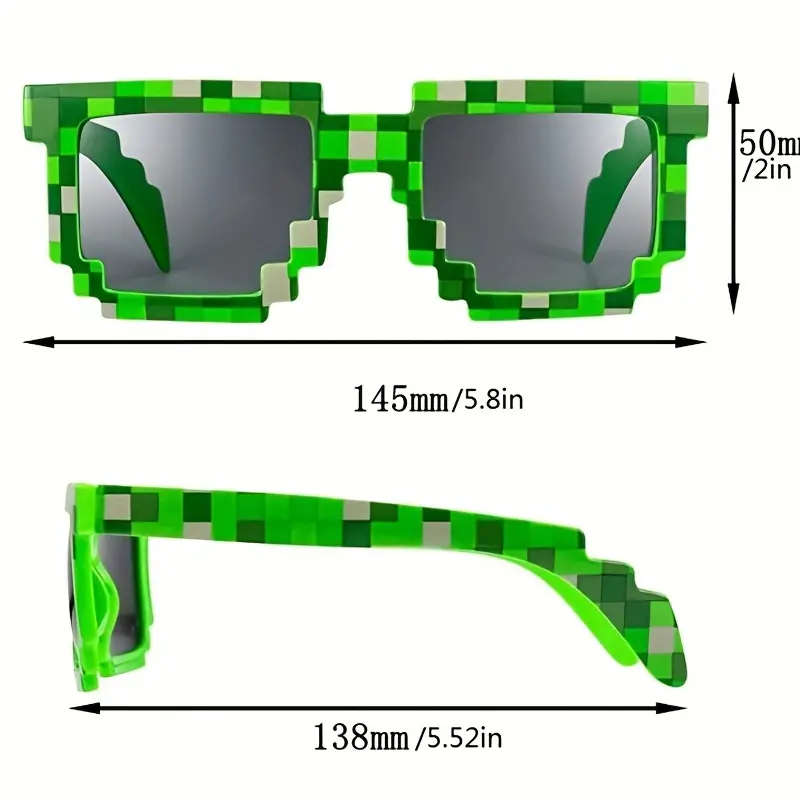 Unisex Party fashion Minecraft Green Creeper Theme Mosaic Glasses (No Pouch)