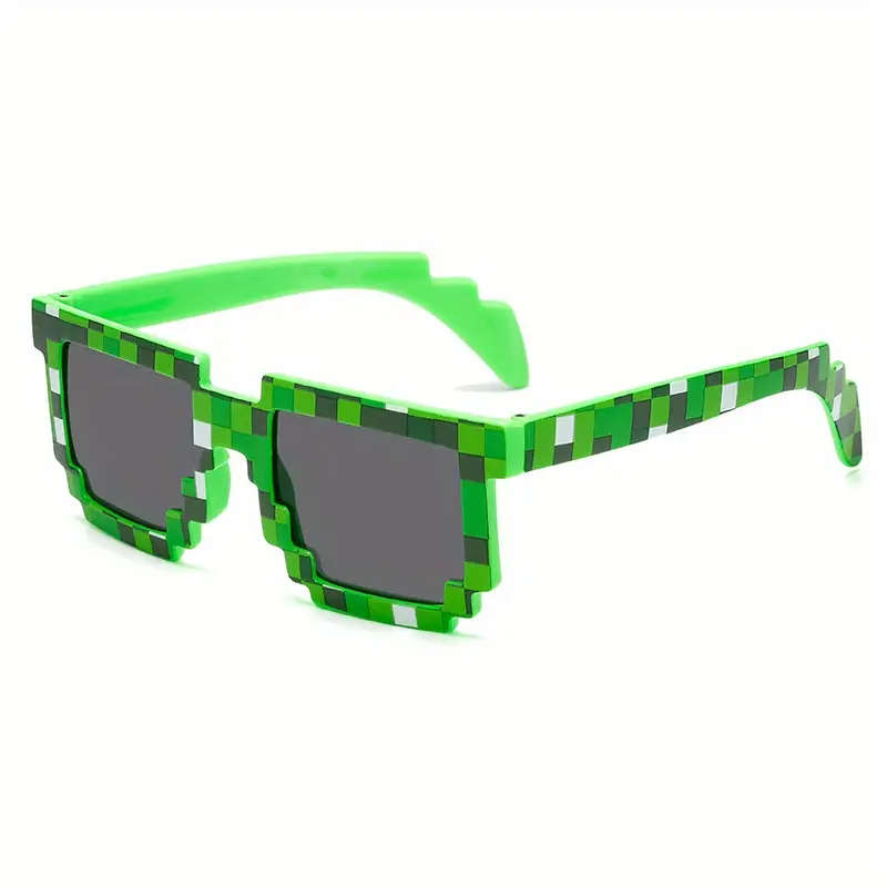 Unisex Party fashion Minecraft Green Creeper Theme Mosaic Glasses (No Pouch)