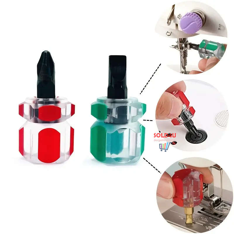 2pcs Sewing Machine Screwdriver Kit Mini Short Screwdriver Portable Needle Plate Screwdriver Repair