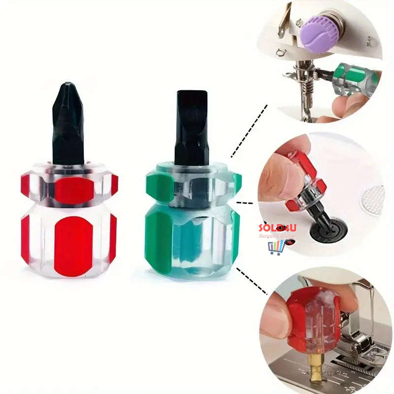 2pcs Sewing Machine Screwdriver Kit Mini Short Screwdriver Portable Needle Plate Screwdriver Repair