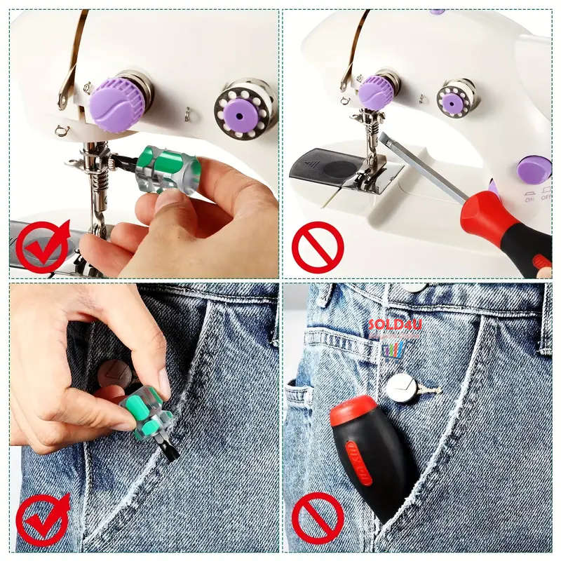2pcs Sewing Machine Screwdriver Kit Mini Short Screwdriver Portable Needle Plate Screwdriver Repair