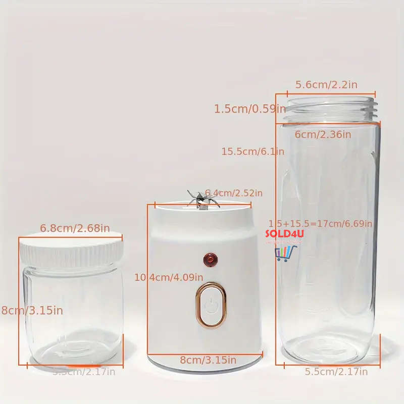 Portable Rechargeable Small Juicer with Double Cup (Large And Small), Travel Multi-function Juicer