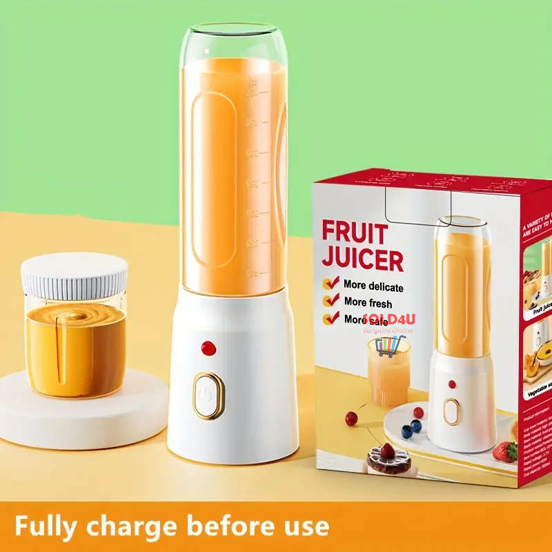 Portable Rechargeable Small Juicer with Double Cup (Large And Small), Travel Multi-function Juicer