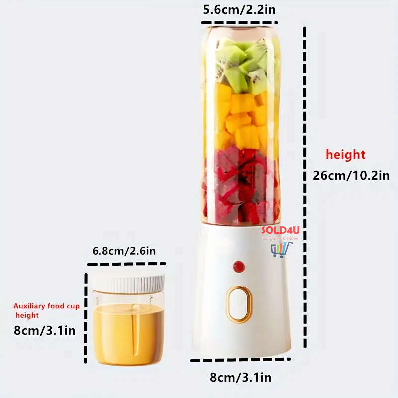 Portable Rechargeable Small Juicer with Double Cup (Large And Small), Travel Multi-function Juicer