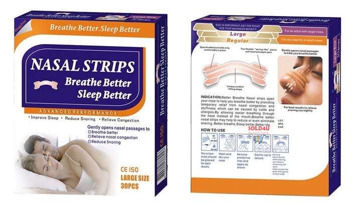 30PCS in box Nasal strips for improved sleep and reduced congestion - Breathe Better Sleep Better