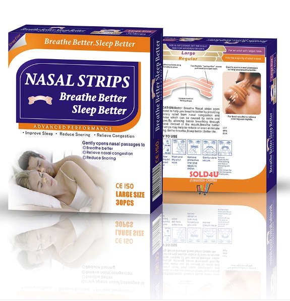 30PCS in box Nasal strips for improved sleep and reduced congestion - Breathe Better Sleep Better