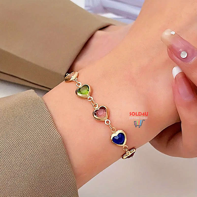 Love Heart Multicolor Zircon Bracelet Romantic Elegant Jewelry Ornaments