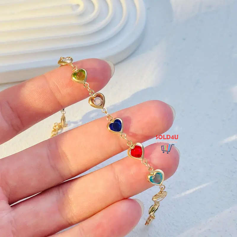 Love Heart Multicolor Zircon Bracelet Romantic Elegant Jewelry Ornaments