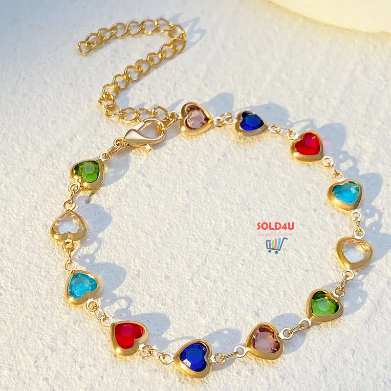 Love Heart Multicolor Zircon Bracelet Romantic Elegant Jewelry Ornaments