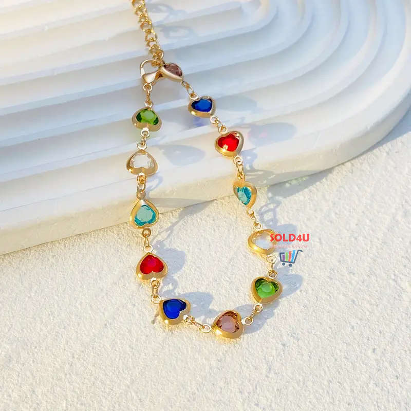 Love Heart Multicolor Zircon Bracelet Romantic Elegant Jewelry Ornaments