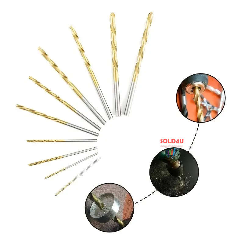50pcs Titanium Coated Drill Bits HSS High Speed Steel Drill Bits Set 1mm-3mm For Metal Wood Drilling