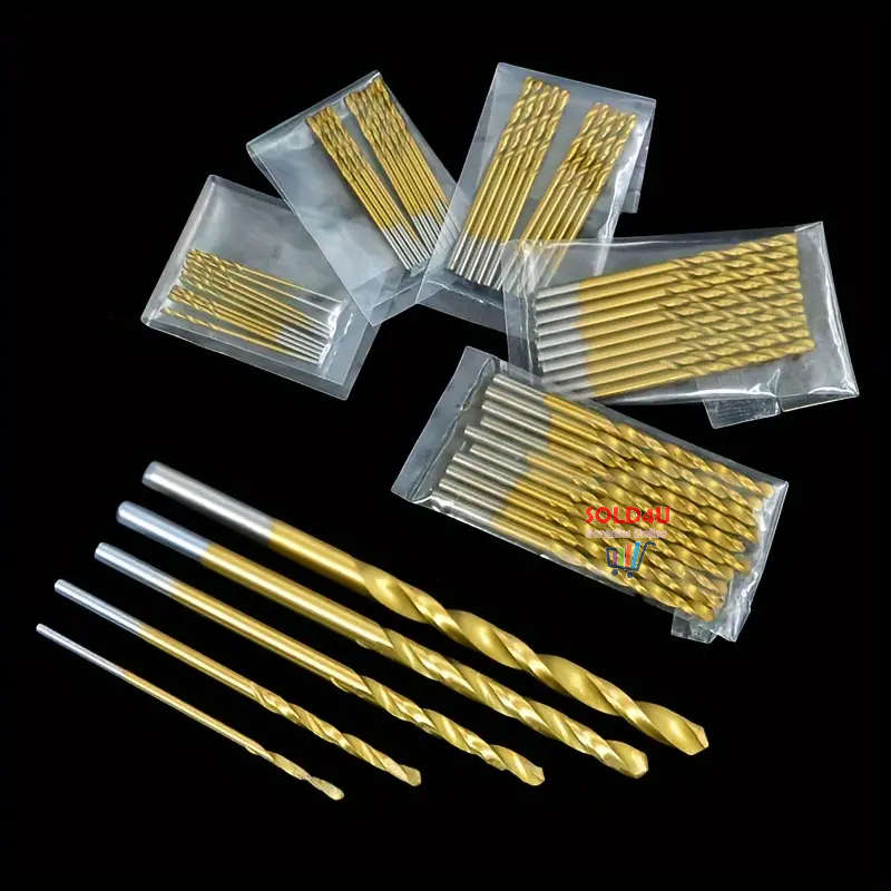 50pcs Titanium Coated Drill Bits HSS High Speed Steel Drill Bits Set 1mm-3mm For Metal Wood Drilling