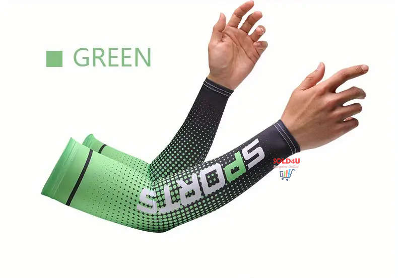 Unisex Cooling Arm Sleeves  Sports Running UV Sun Protection Outdoor Cycling Sleeves 1-Pair [GREEN]