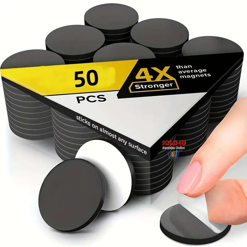 50pcs Self-adhesive Flexible Magnetic Dots, Round Magnetic Stickers