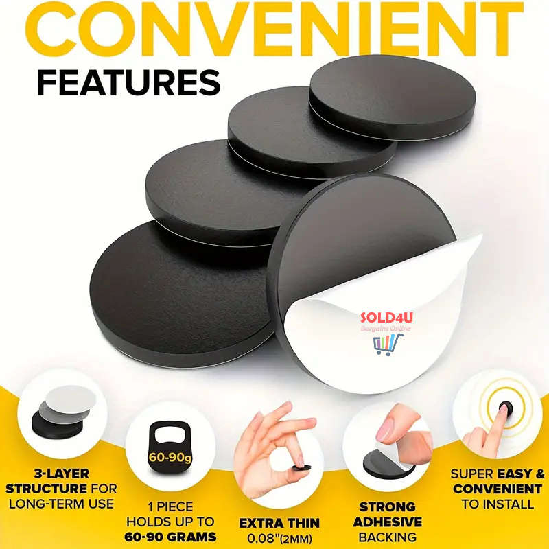 50pcs Self-adhesive Flexible Magnetic Dots, Round Magnetic Stickers