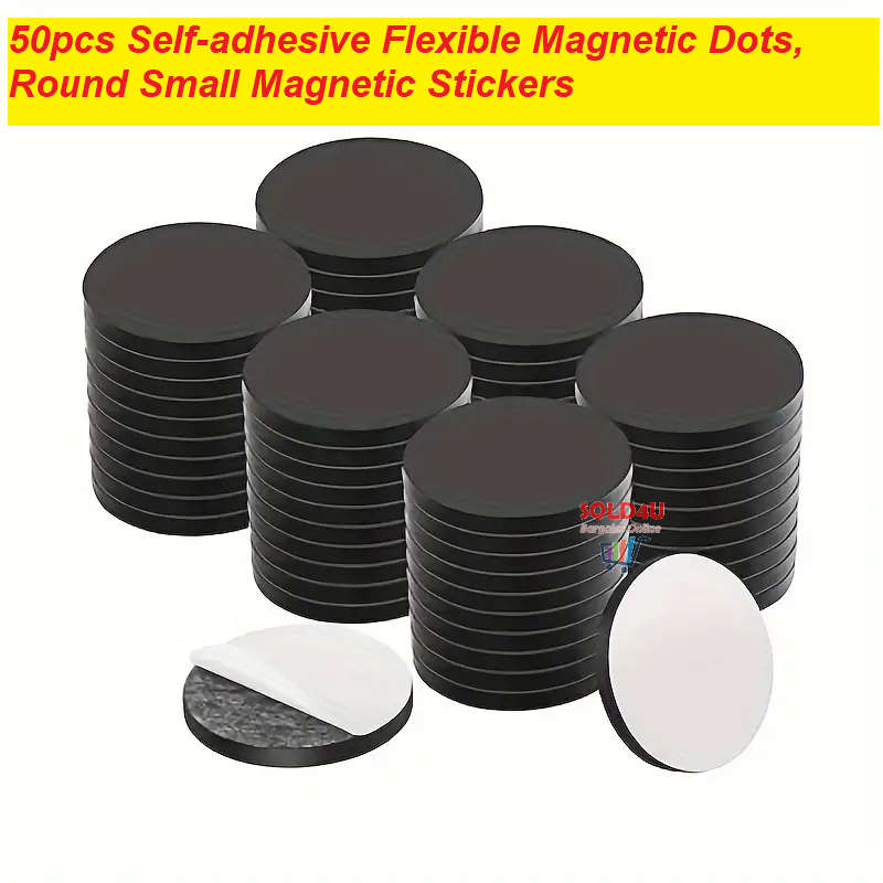 50pcs Self-adhesive Flexible Magnetic Dots, Round Magnetic Stickers