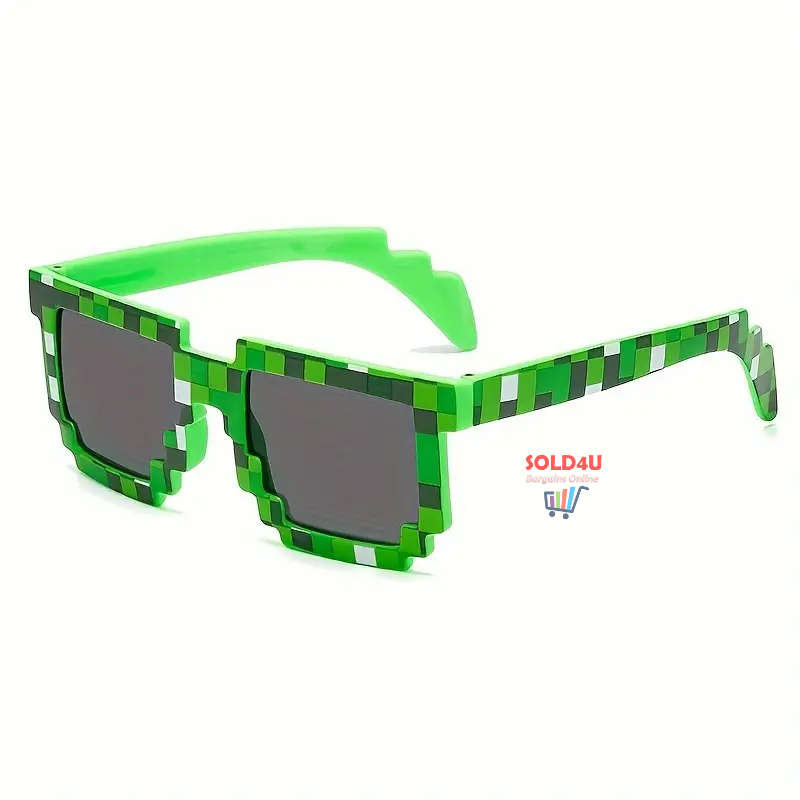 Unisex Party fashion Minecraft Green Creeper Theme Mosaic Glasses (No Pouch)