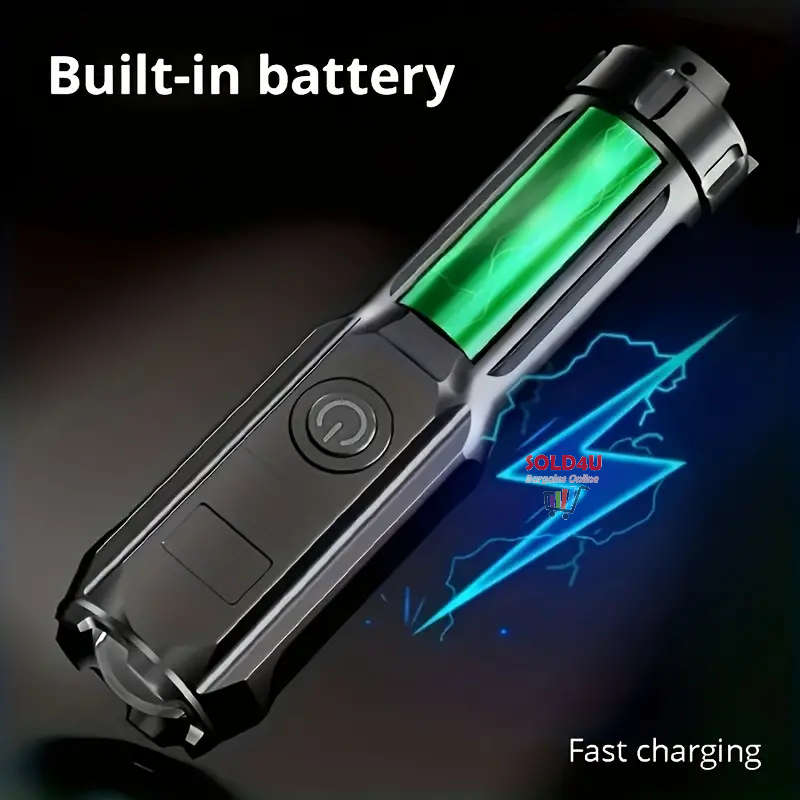 UV Flashlight UV395NM Rechargeable Bright Portable Ultraviolet Torch 3 Modes Zoomable