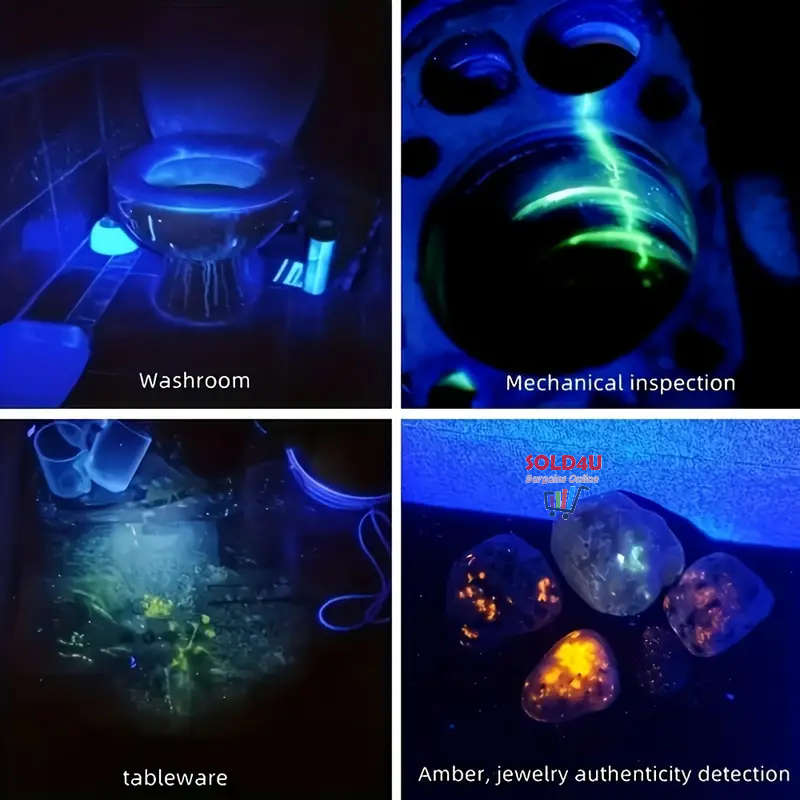 UV Flashlight UV395NM Rechargeable Bright Portable Ultraviolet Torch 3 Modes Zoomable