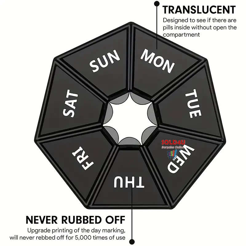 Seven Compartment Pill Storage Box 7 Days - Pill Capsule Box