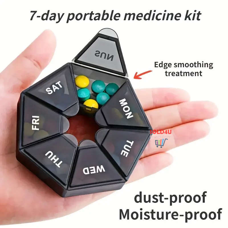 Seven Compartment Pill Storage Box 7 Days - Pill Capsule Box