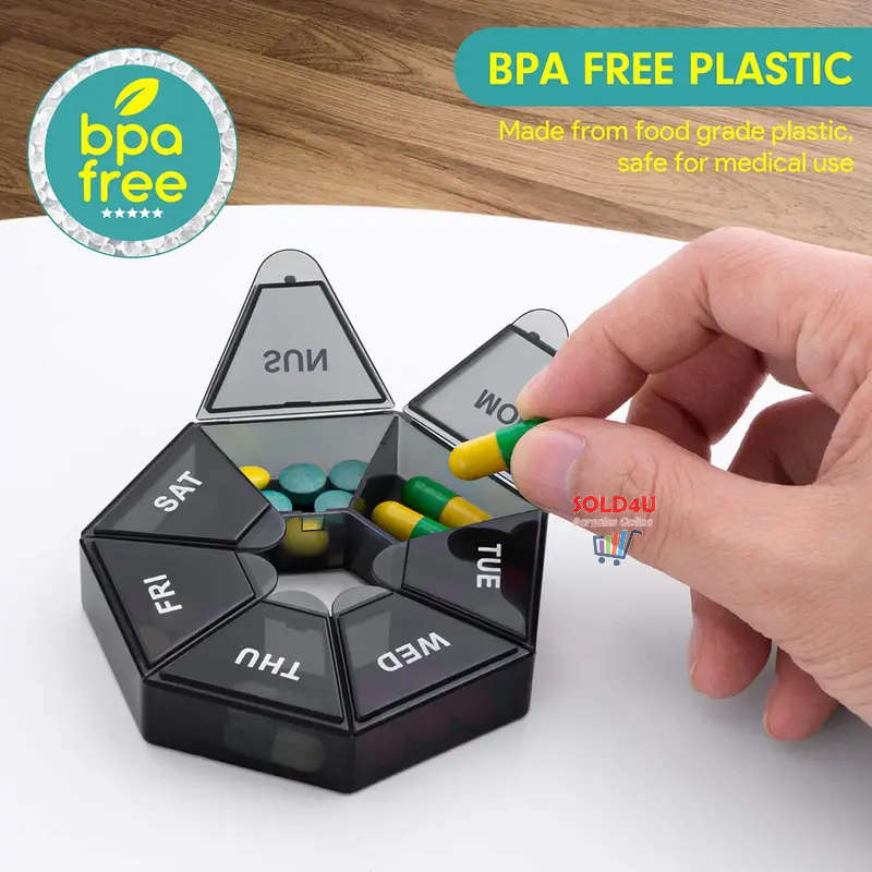 Seven Compartment Pill Storage Box 7 Days - Pill Capsule Box