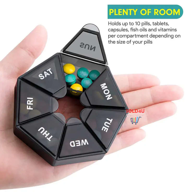 Seven Compartment Pill Storage Box 7 Days - Pill Capsule Box