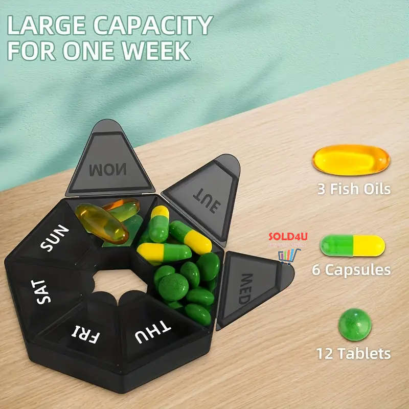 Seven Compartment Pill Storage Box 7 Days - Pill Capsule Box