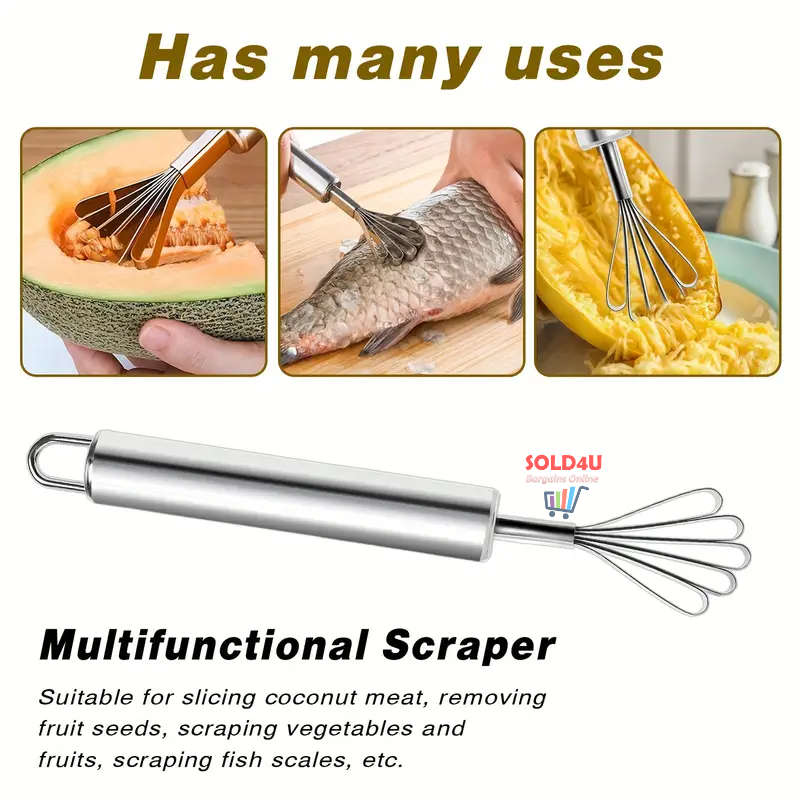 Coconut Grater, Fish Scaler Remover Multi-Purpose Stainless Steel Kitchen Tool
