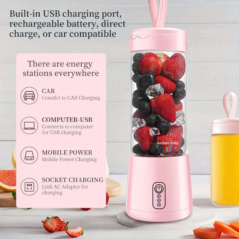 Portable Rechargeable Small Juicer with Double Cup (Large And Small), Travel Multi-function Juicer