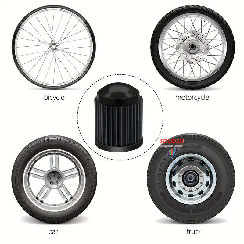 20pcs Tire Stem Valve Caps All Black, Universal Stem Covers For Cars, SUVs, Bike And Bicycle, Trucks