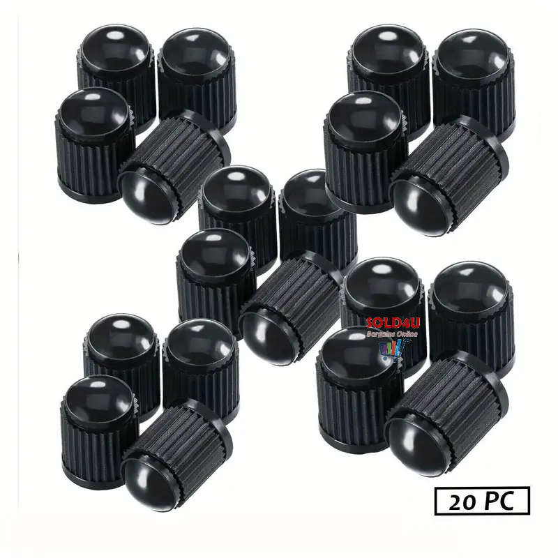 20pcs Tire Stem Valve Caps All Black, Universal Stem Covers For Cars, SUVs, Bike And Bicycle, Trucks