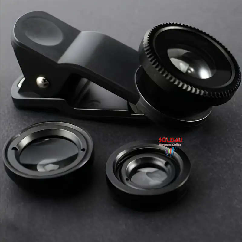 Universal 3-in-1 Cell Phone Camera Lens Kit - 180° Fisheye, 0.67x Wide Angle, Macro Lenses