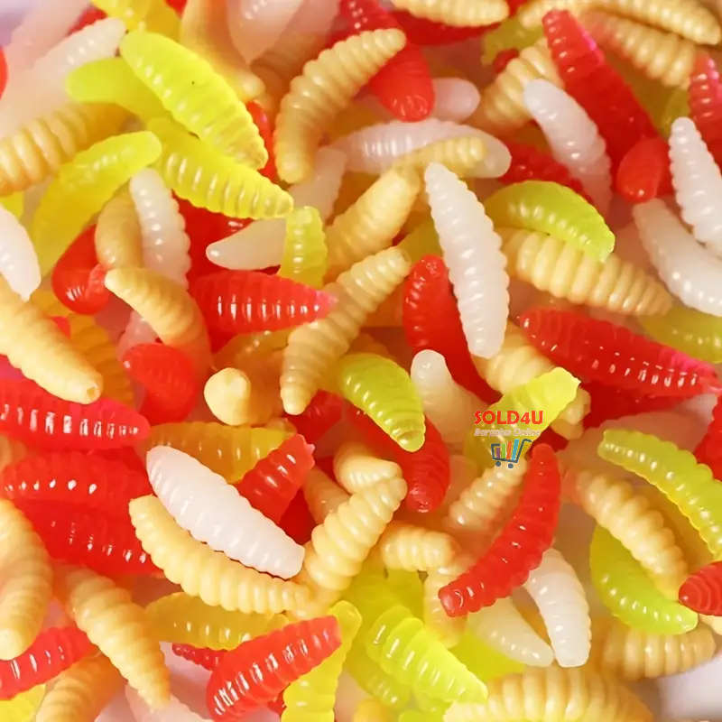 50pcs Fishing Tackle Bionic artificial Soft Worms Lure For Freshwater And Seawater