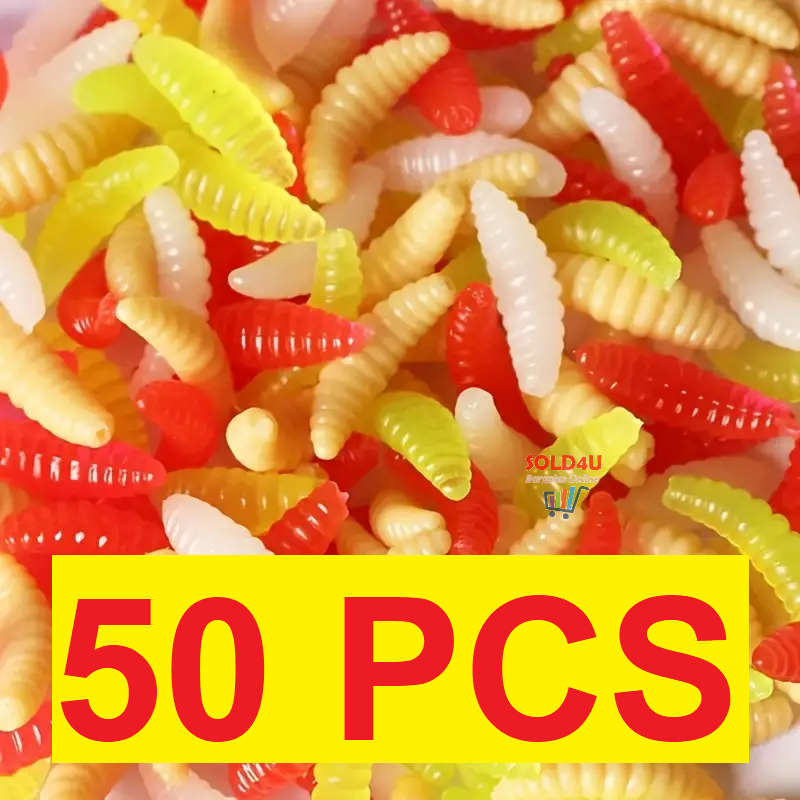 50pcs Fishing Tackle Bionic artificial Soft Worms Lure For Freshwater And Seawater