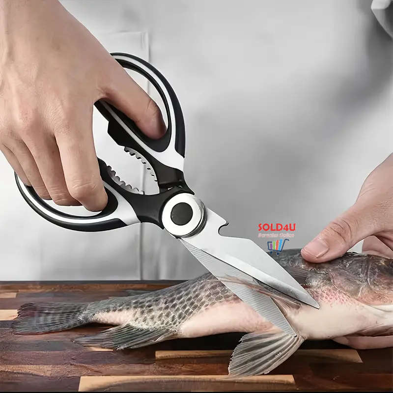 Kitchen Scissors Heavy Duty Stainless Steel Tool With Protective Cover 4 IN 1 Multifunctional