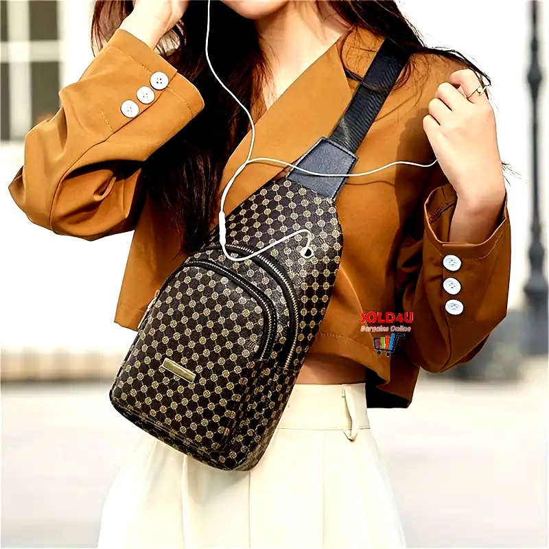 PU Leather Double-layer Polka Dot Chest Bag