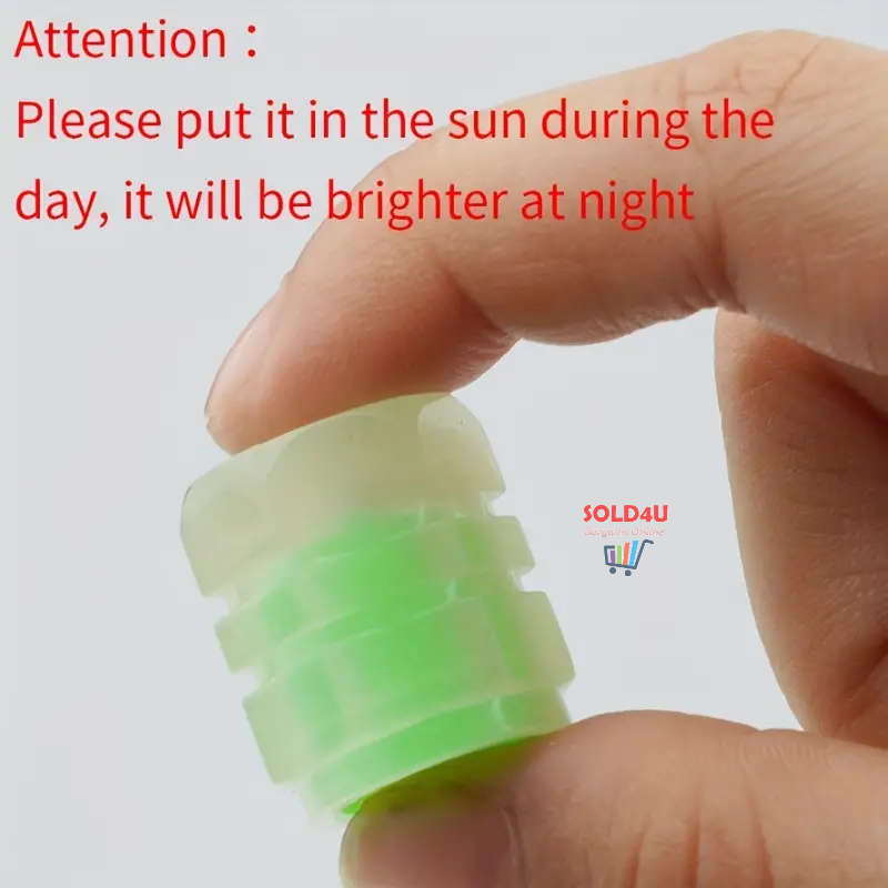 4pcs Car Tyre Valve Caps,  Valve Stem Caps Fluorescence Luminous Air Caps Cover (GREEN)