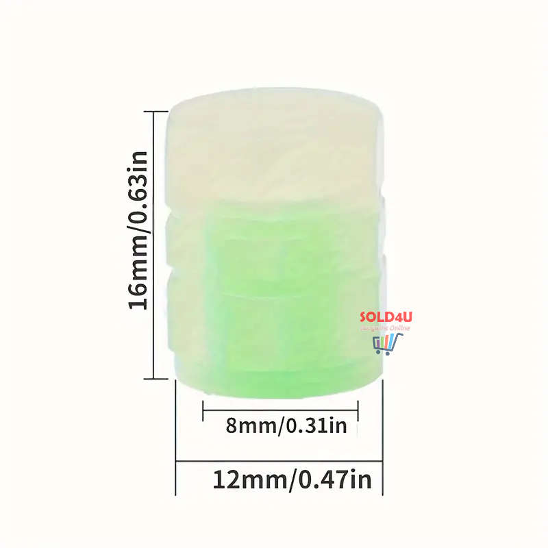 4pcs Car Tyre Valve Caps,  Valve Stem Caps Fluorescence Luminous Air Caps Cover (GREEN)