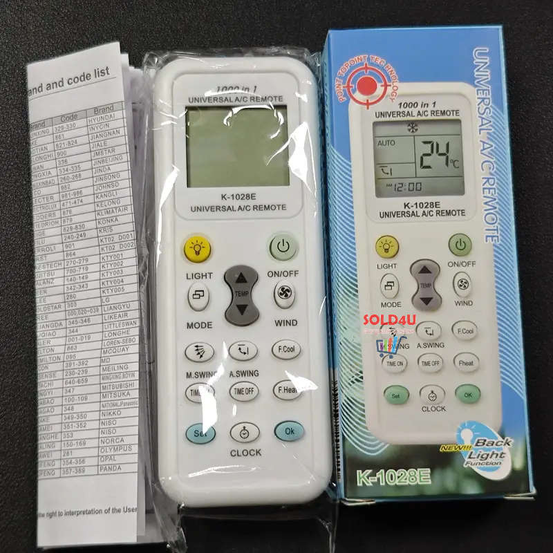 Universal Aircon Remote Control - Compatible With Multiple Brands And Models - 1000 in 1