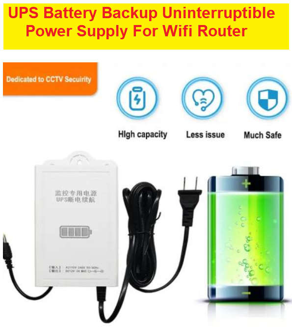 UPS Battery Backup Uninterruptible Power Supply For Wifi Router Wall-Mounted Mini 12V 2A DC UPS