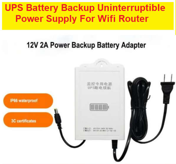 UPS Battery Backup Uninterruptible Power Supply For Wifi Router Wall-Mounted Mini 12V 2A DC UPS