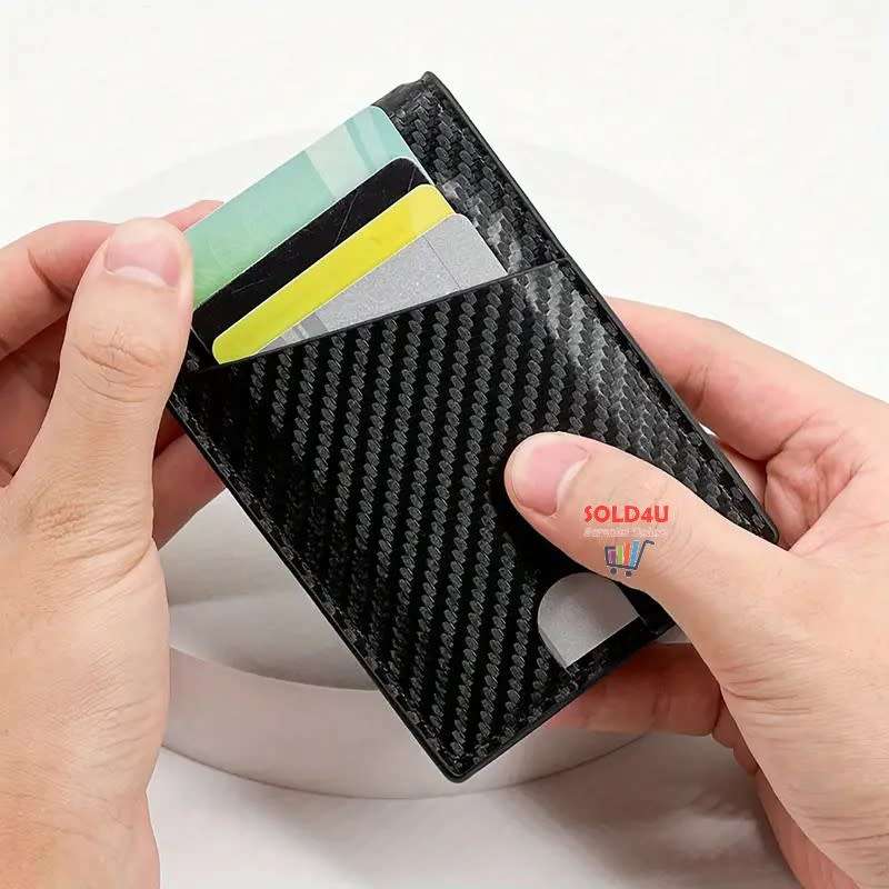PU Leather Wallet, Bifold Card Holder Money Clip Multi Slots [ Black / Blue ]