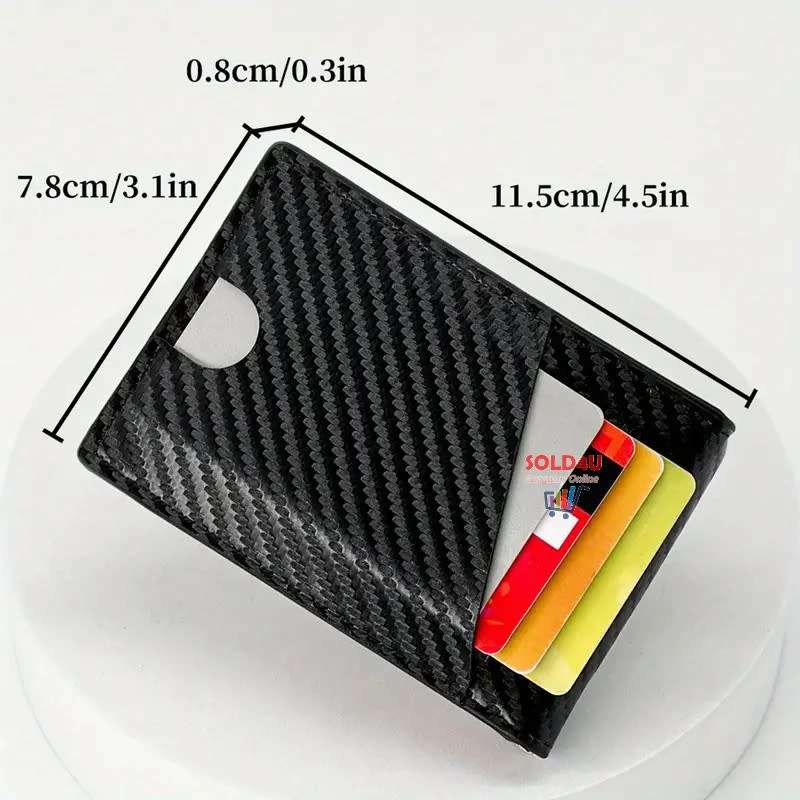 PU Leather Wallet, Bifold Card Holder Money Clip Multi Slots [ Black / Blue ]